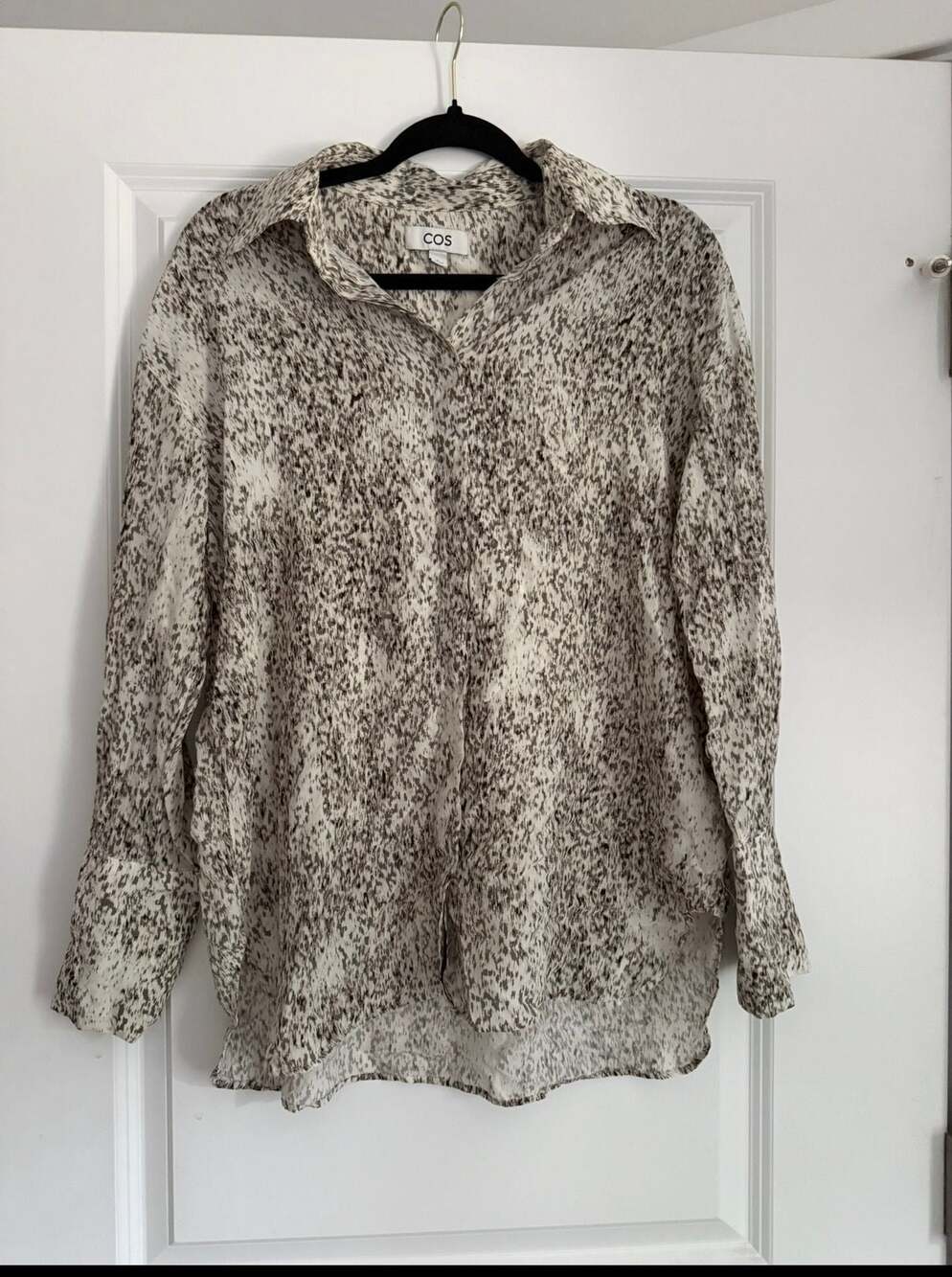 COS Abstract Animal Print Oversized Button-Down Shirt